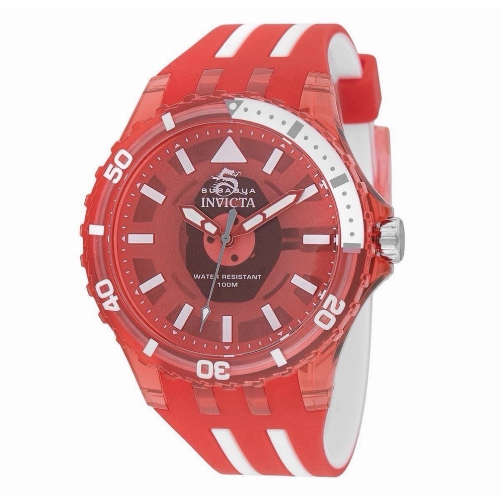 Invicta Subaqua Red White Diver Watch 100M Silicone Strap 69450 NEW
